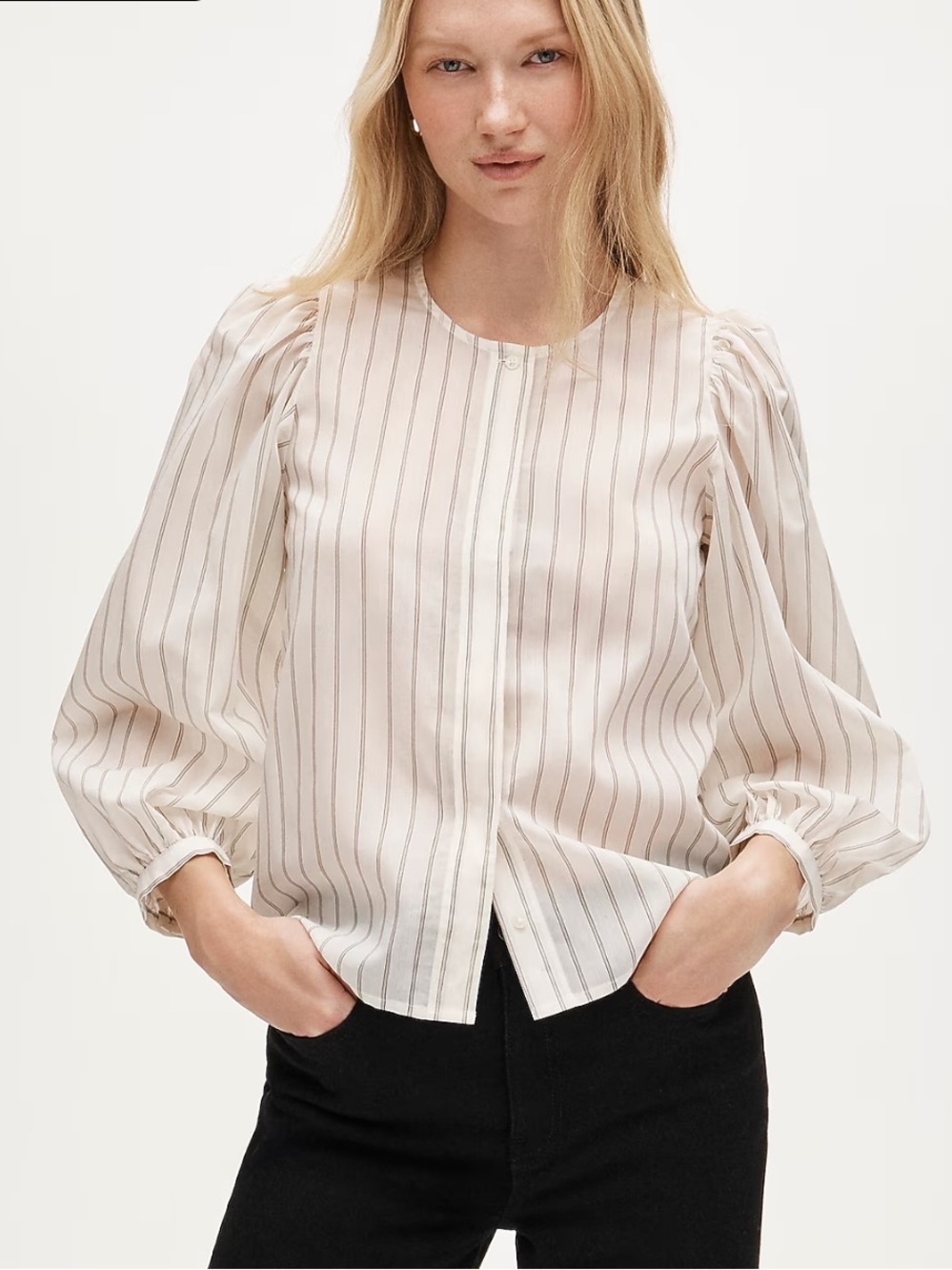 J crew Button-up top in stripe Bavarian Cream Stripes